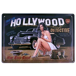 Plechová retro ceduľa Hollywood 30x20cm